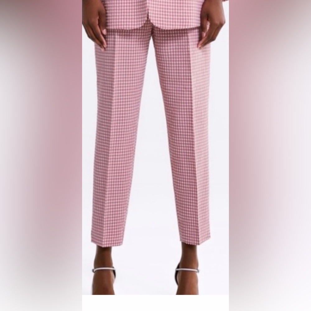 NWOT Zara S pink plaid dress pant